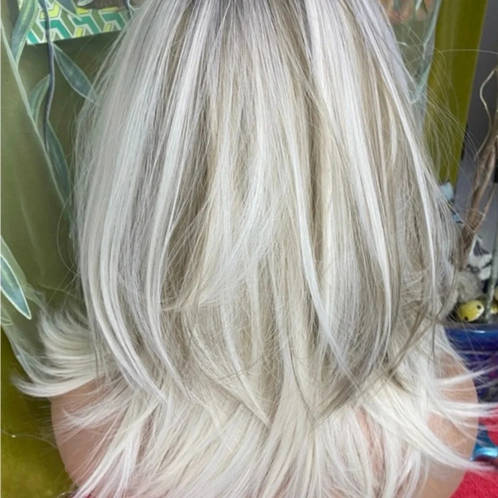 BACK IN Light Ash white blonde mixed rooted Layered wig